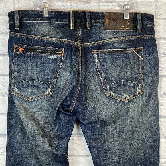 Cult of Individuality Men Rebel Cargo Zip Moto Straight Denim Jeans 38x34 (39X31 - Picture 9 of 16
